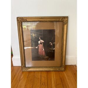 Antique Lithograph by the Ullman MFG. Co NYC 1898 Woman in Window Victorian